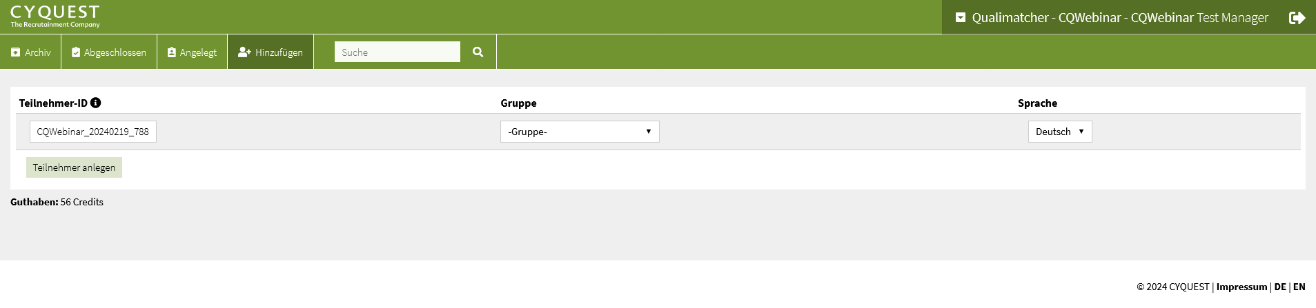 Bild: Ansicht Testmanager 1