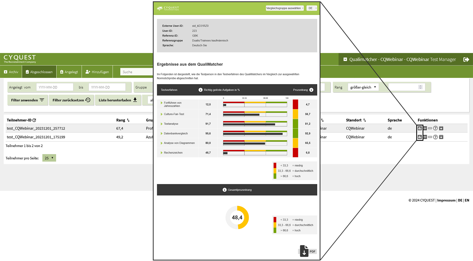 Link: zeigt eine größere Ansicht vom TestmanagerBild: Ansicht Testmanager 2